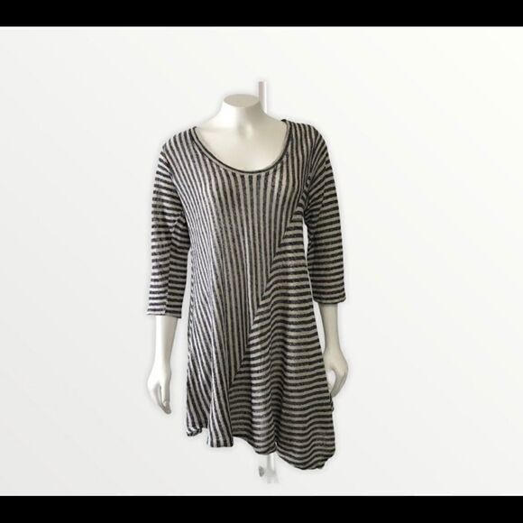 Ophilia Asymmetrical Tunic Blue and White Size 3 - Picture 2 of 10